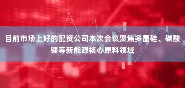 目前市场上好的配资公司本次会议聚焦多晶硅、碳酸锂等新能源核心原料领域